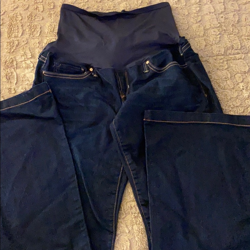 Long maternity jeans with elastic waist